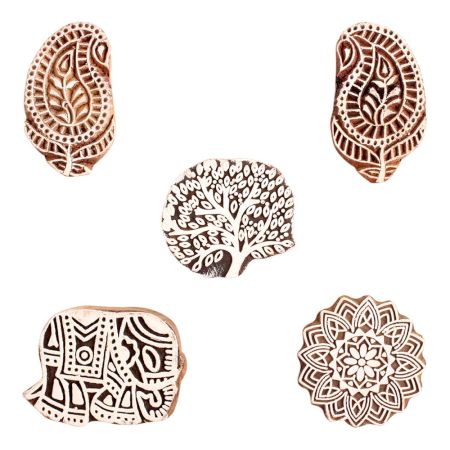 Set of 5 Piece New Mix Wooden Printing Block